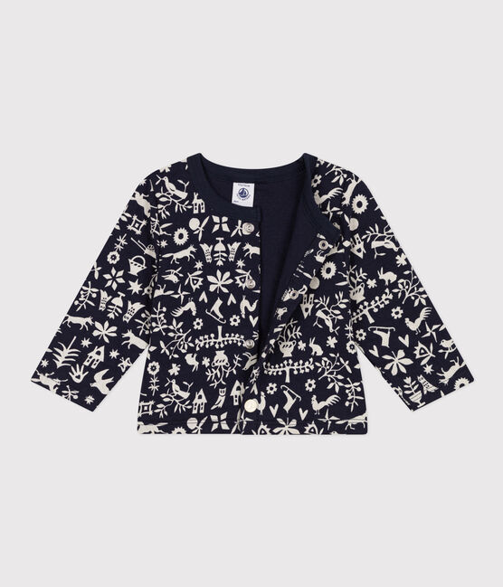 Babies' Patterned Quilted Tube Knit Cardigan SMOKING blue/AVALANCHE