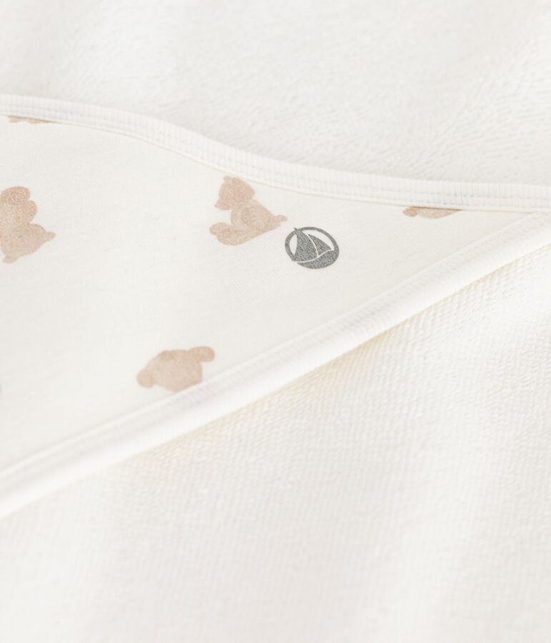 Babies' square cotton bath wrap white/BRUN