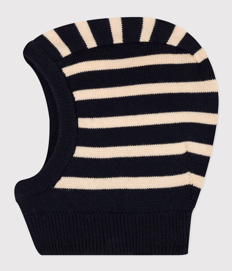 Babies' Striped Balaclava blue/ecru