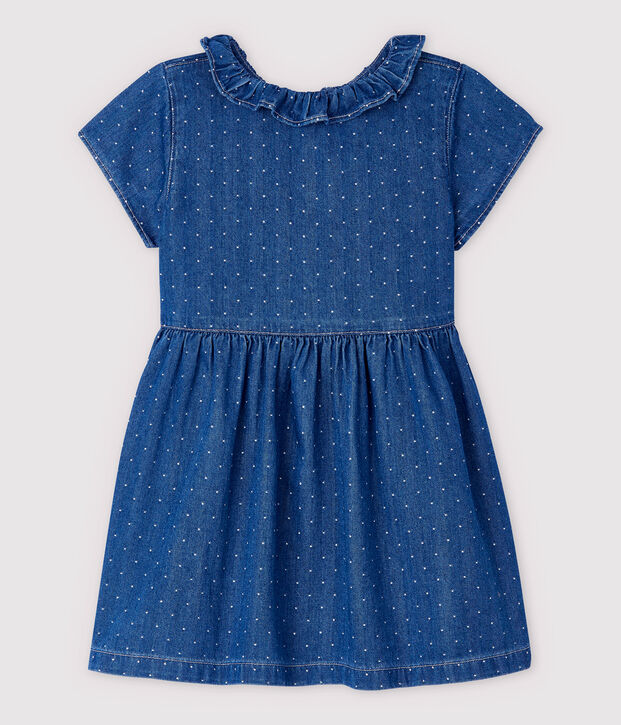 Baby Girls' Light Denim Spotted Dress blue