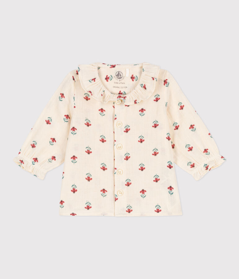Babies' Patterned Cotton Gauze Blouse AVALANCHE white/MULTICO