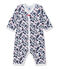 Baby girl's footless sleepsuit in a double knit ECUME white/MULTICO white