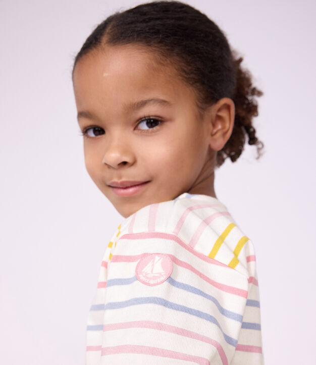 Children's cotton Breton top white/multicolor