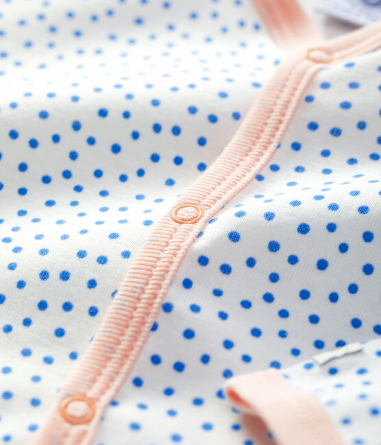 Babies' Organic Cotton Sleepsuit MARSHMALLOW white/BRASIER blue
