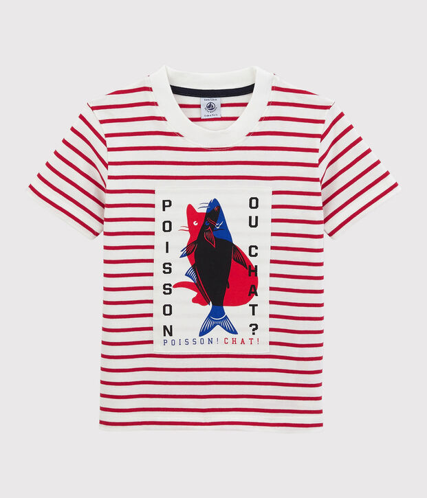 Boys' Short-Sleeved Jersey T-Shirt white/red