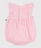 Babies' sleeveless plain cotton rompers pink