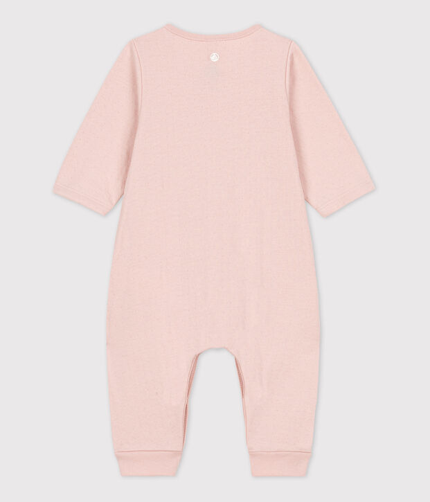 Babies' Plain Organic Tube Knit Long Playsuit pink