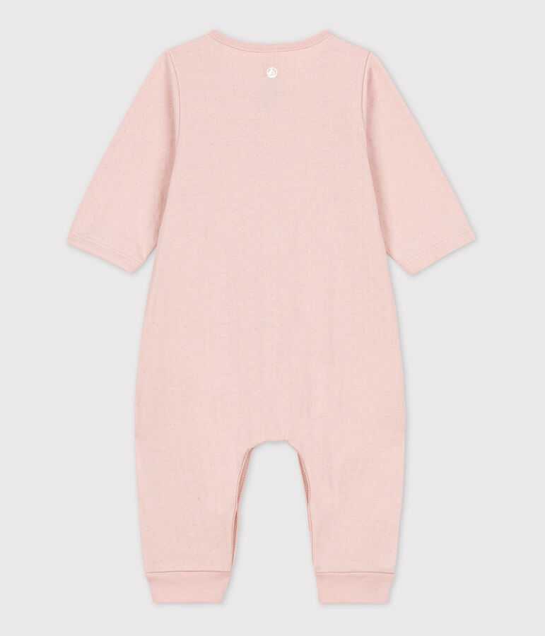 Babies' Plain Organic Tube Knit Long Playsuit pink