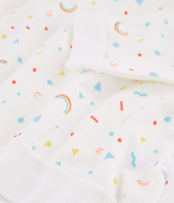 Girls' Confetti Print Fleece Pyjamas MARSHMALLOW white/MULTICO white