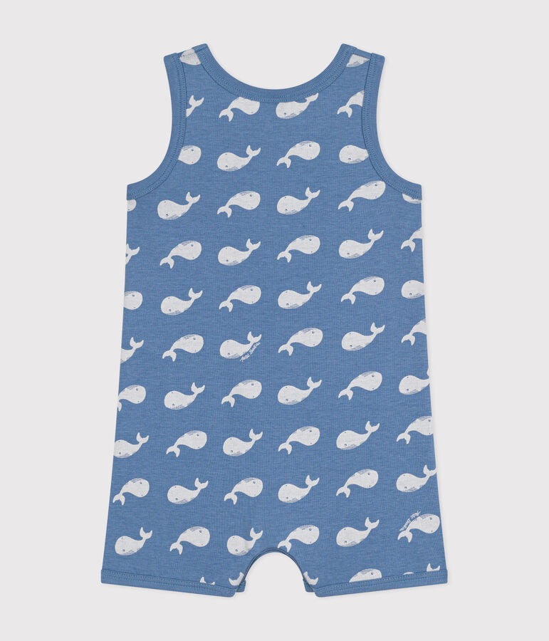 Babies' Whale Print Cotton Playsuit blue/white