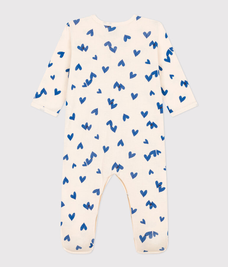 Babies' Blue Heart Patterned Cotton Pyjamas Ecru/multicolor