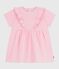 Babies' short-sleeved plain cotton dress MARQUISE pink