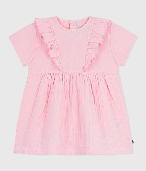 Babies' short-sleeved plain cotton dress MARQUISE