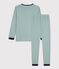 Children's stripy cotton pyjamas green/white