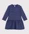 Children's long-sleeved stripy cotton dress blue/real