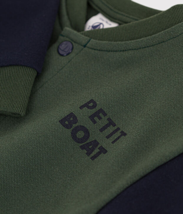 Babies' Fleece Baseball Jacket green/blue