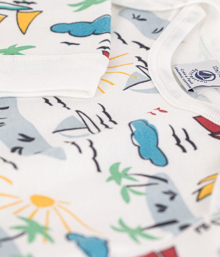 Popperless and Footless Cotton Explorer Sleepsuit white/multicolor