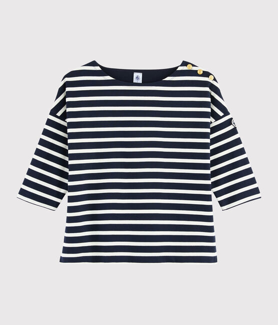 Women's Breton Cotton Top SMOKING blue/MARSHMALLOW white