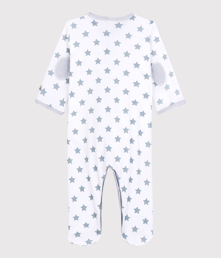 Babies' Starry Cotton Sleepsuit white/grey