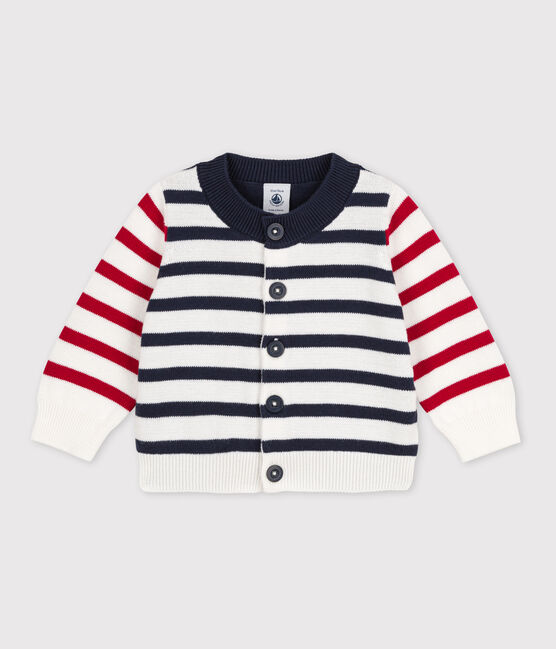 Babies' Cotton Knit Cardigan MARSHMALLOW white/MULTICO white