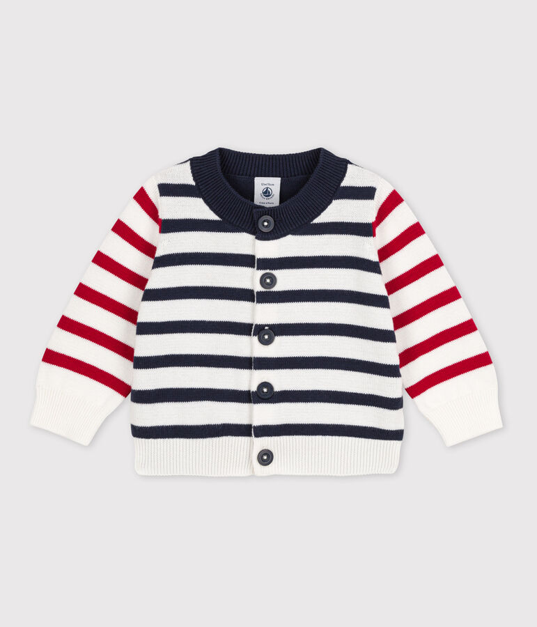 Babies' Cotton Knit Cardigan white/multicolor