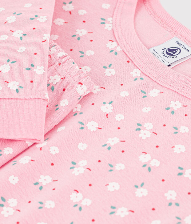 Children's snug-fitting printed cotton pyjamas pink/multicolor