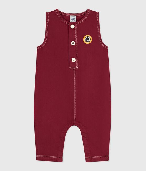 Babies' long plain denim jumpsuit AMARANTE