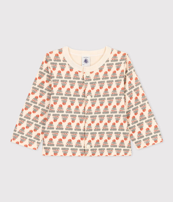 Babies' Patterned Thick Jersey Cardigan AVALANCHE white/MULTICO