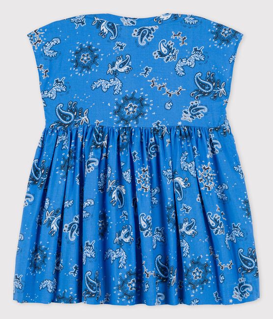 Babies' Short-Sleeved Poplin Bandana Print Dress BRASIER blue/MULTICO white