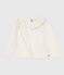 Children's plain wool and cotton cardigan MARSHMALLOW white/ARGENT grey