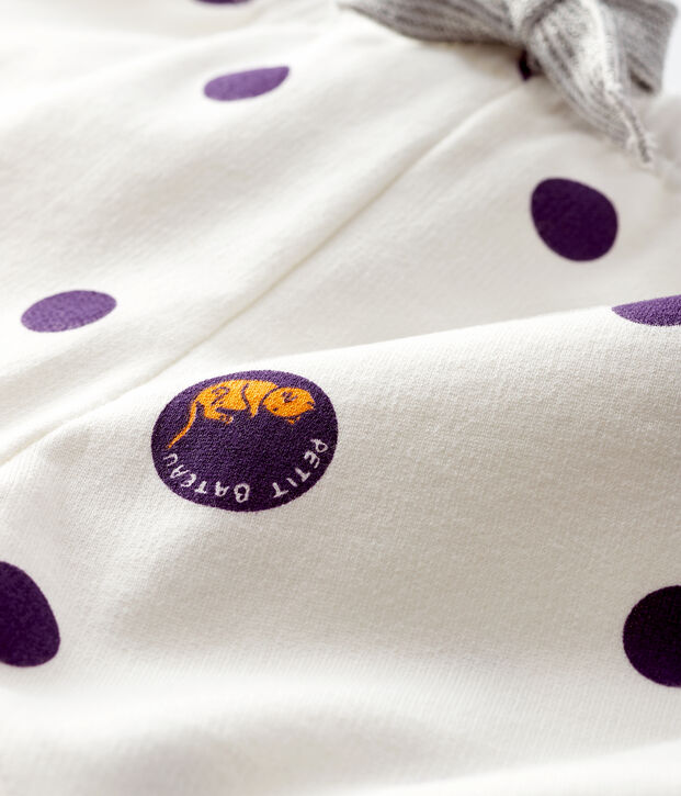 Baby girl's fleece trousers white/multicolor