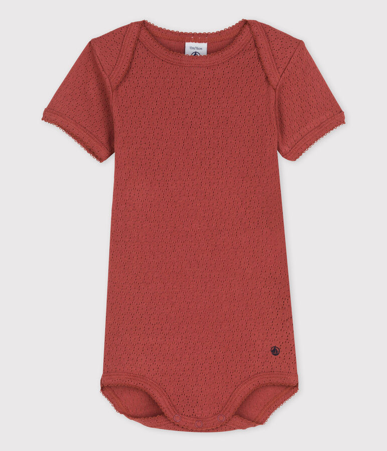Babies' Short-Sleeved Openwork Bodysuit brown