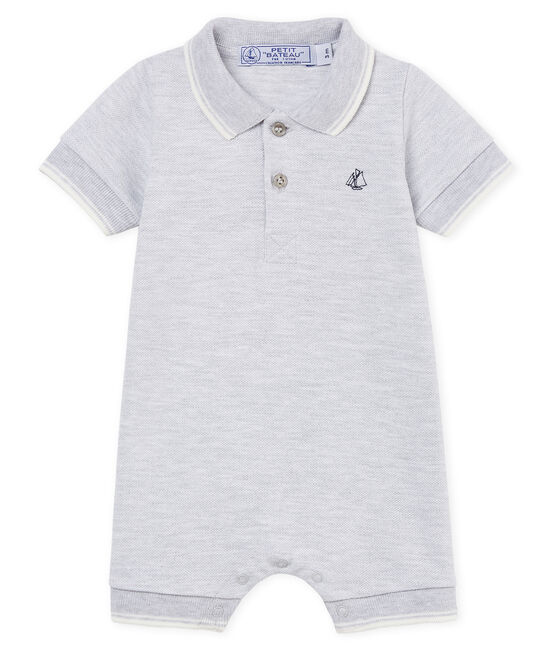 Baby boys' polo shirt Shortie POUSSIERE CHINE grey