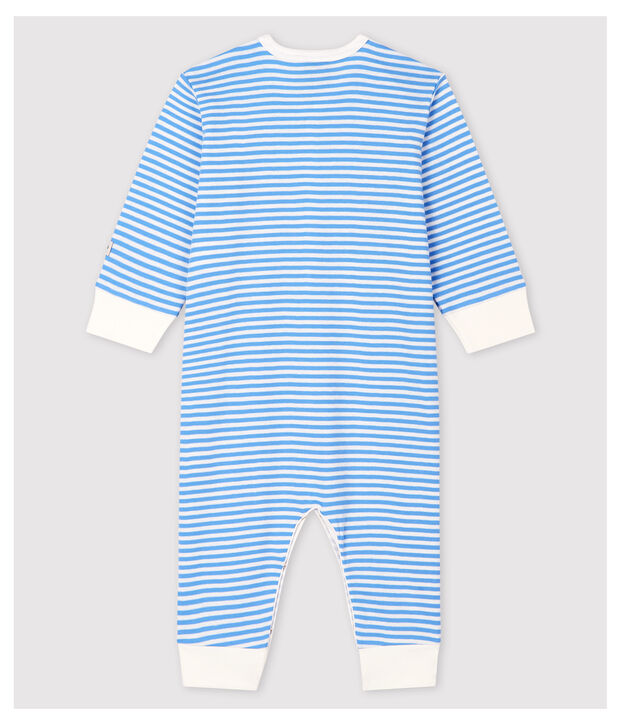 Babies' Blue Striped Footless Cotton Sleepsuit blue/white