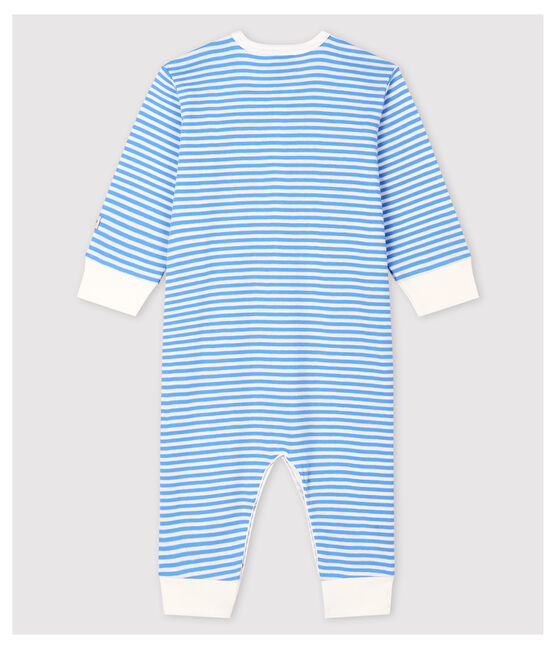 Babies' Blue Striped Footless Cotton Sleepsuit EDNA blue/MARSHMALLOW white