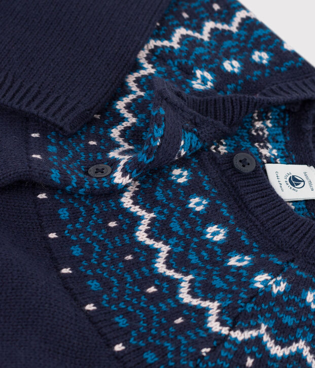 Girls' Wool/Cotton Cardigan blue/multicolor