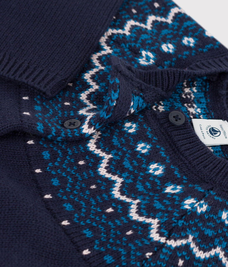 Girls' Wool/Cotton Cardigan blue/multicolor