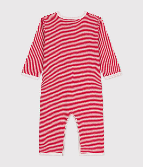Babies' long-sleeved footless cotton pyjamas CORRIDA red/MARSHMALLOW white