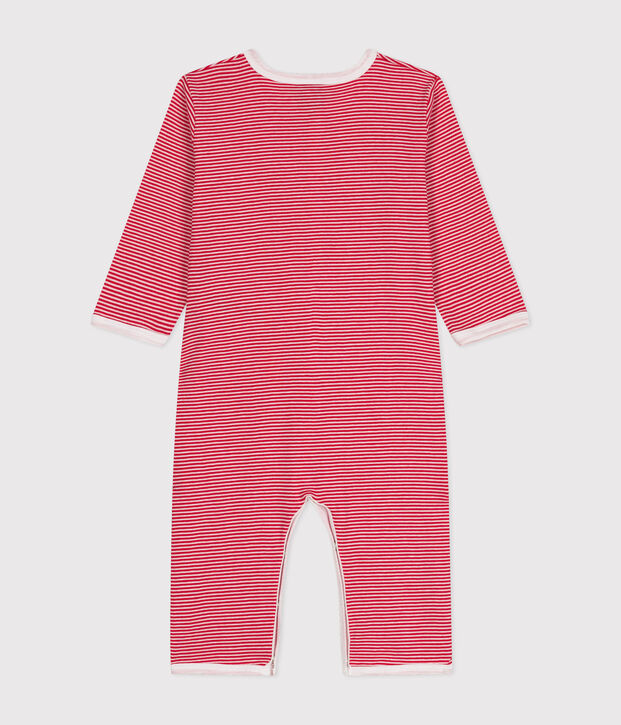 Babies' long-sleeved footless cotton pyjamas red/white
