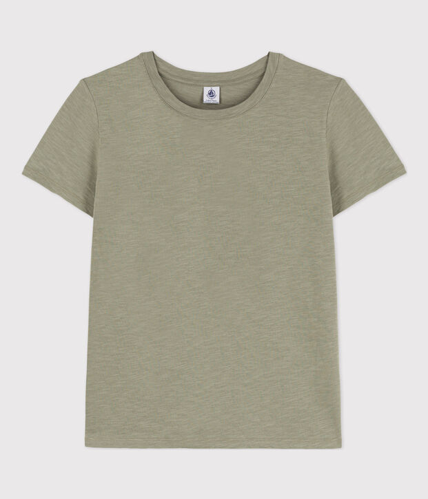 Women's Straight Round-Neck Cotton T-Shirt green