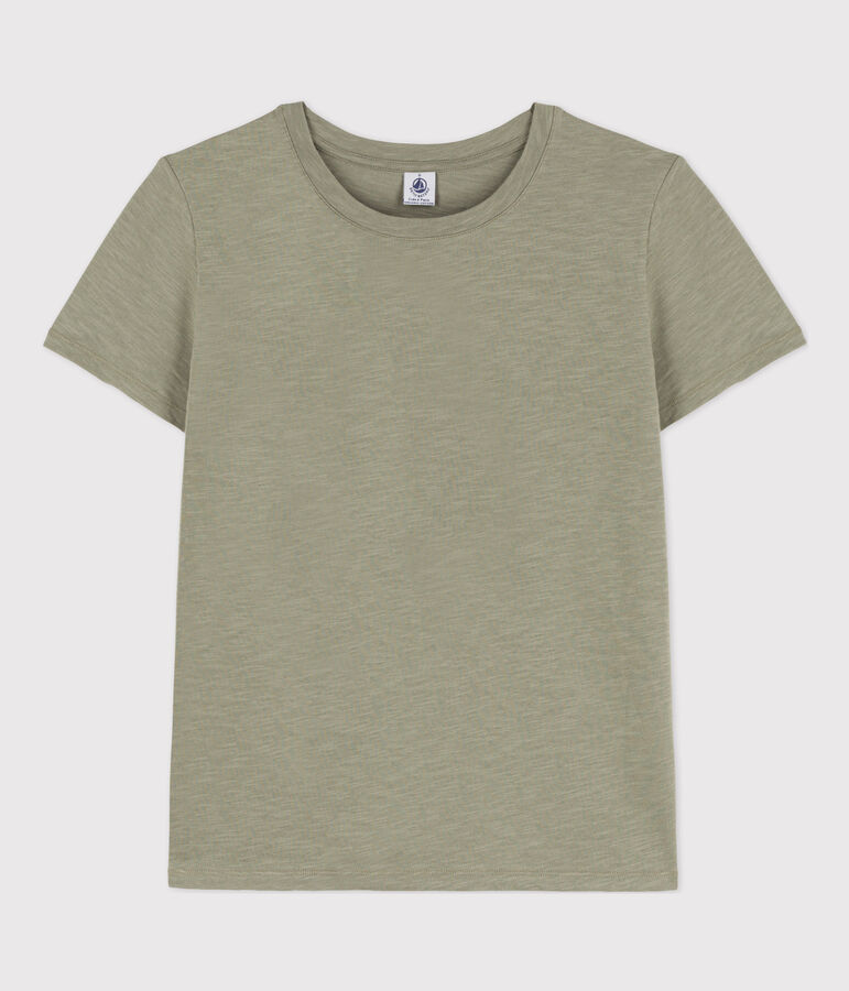 Women's Straight Round-Neck Cotton T-Shirt green