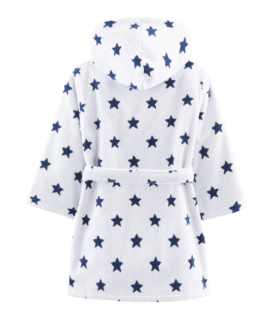 Boys' Terry Bathrobe MARSHMALLOW white/MEDIEVAL blue