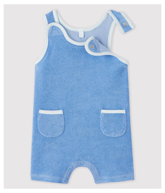 Babies' Blue Organic Cotton Terry Dungaree Shorts EDNA blue