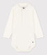 Babies' Long-Sleeved Cotton Bodysuit With Polo Shirt Collar