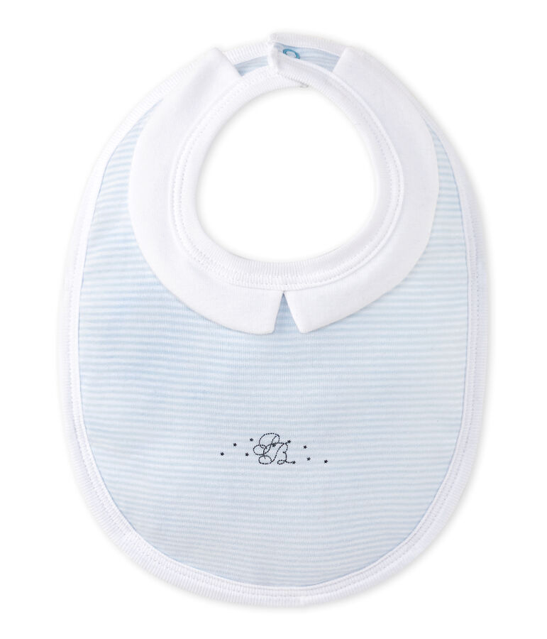 Baby boys' lined bib FRAICHEUR blue/ECUME white