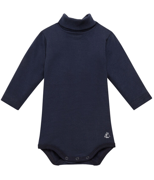Baby roll neck bodysuit blue