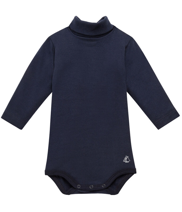 Baby roll neck bodysuit blue