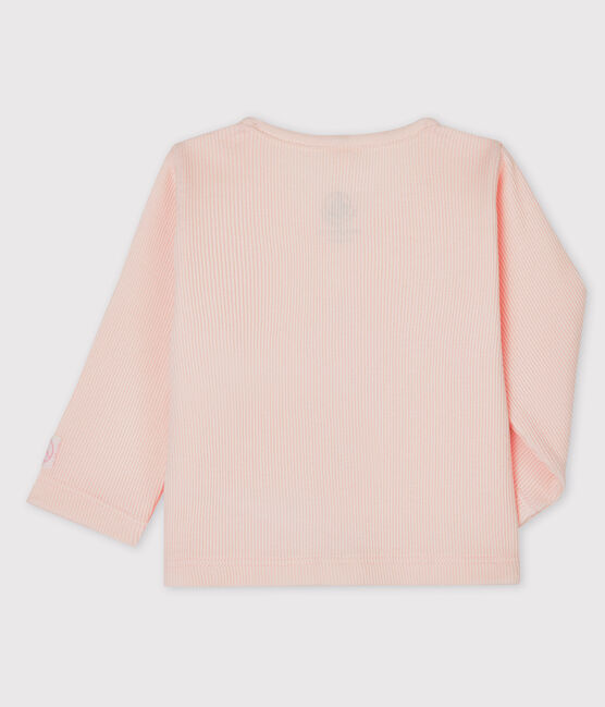 Babies' Organic Cotton 2x2 Rib Knit Cardigan FLEUR pink