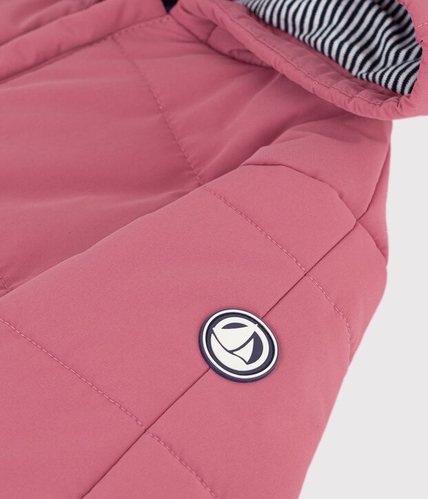 Babies' plain polyester snowsuit pink