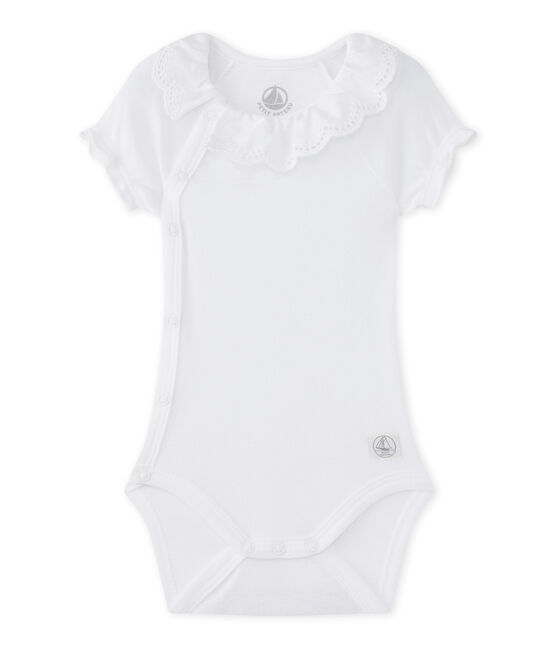 Newborn baby girls' bodysuit ECUME white